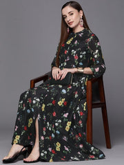 Black Floral Print Maxi Dress BIBA
