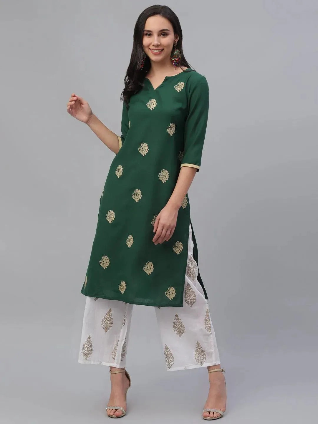 LIBAS Green Embroidered Rayon Kurta