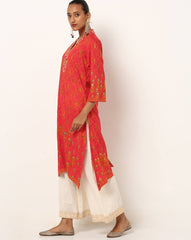 Red Printed Straight Kurta BIBA