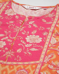 BIBA Orange LIVA Straight Printed Kurta BIBA