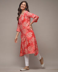 BIBA Women Red Floral Print Straight Kurta BIBA