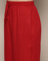 Red Rayon Gathered Kurta suit set BIBA