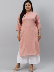 LIBAS Women Plus Size Pink Cotton Kurta – Size 4XL