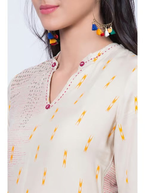 Off-White Printed Straight Kurta RANGRITI
