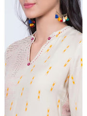 Off-White Printed Straight Kurta RANGRITI