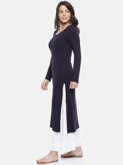 Navy Blue Printed Kurta Biba
