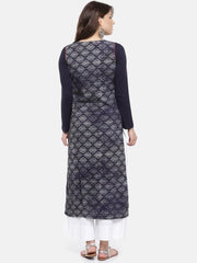 Navy Blue Printed Kurta Biba