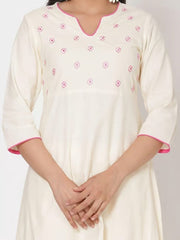 White Embroidered High-Low Kurta RANGRITI
