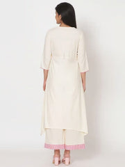White Embroidered High-Low Kurta RANGRITI