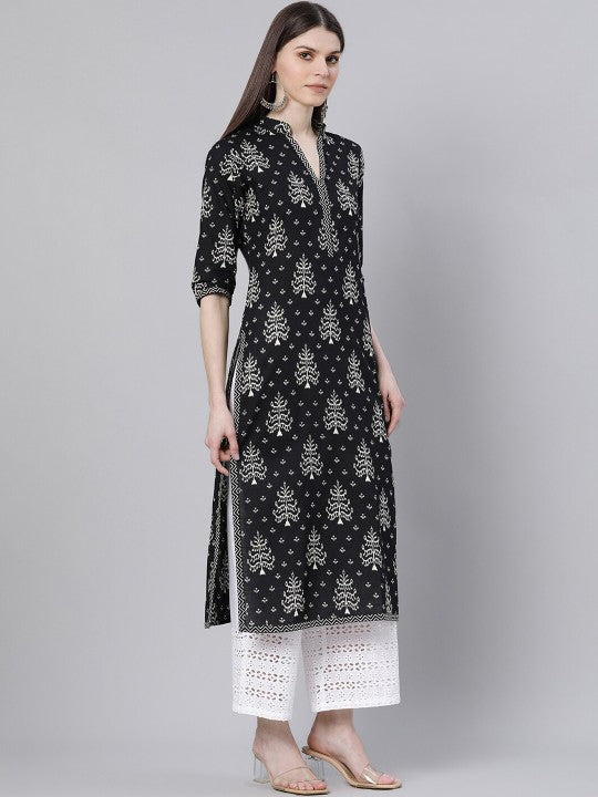 Black Floral Printed Kurta GERUA BY LIBAS