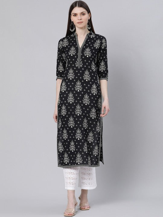 Black Floral Printed Kurta GERUA BY LIBAS