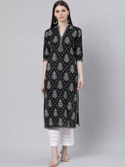 Black Floral Printed Kurta GERUA BY LIBAS