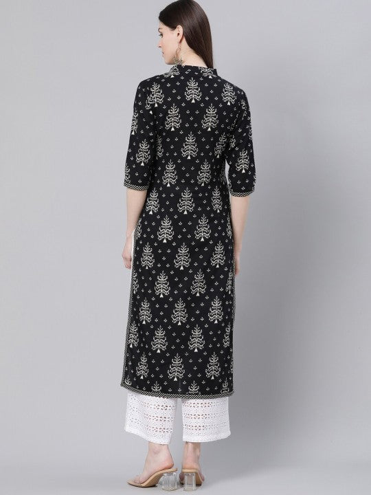 Black Floral Printed Kurta GERUA BY LIBAS