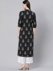 Black Floral Printed Kurta GERUA BY LIBAS