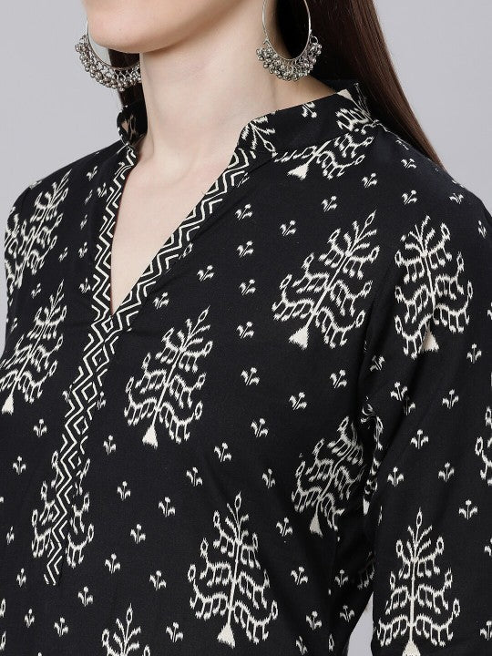 Black Floral Printed Kurta GERUA BY LIBAS