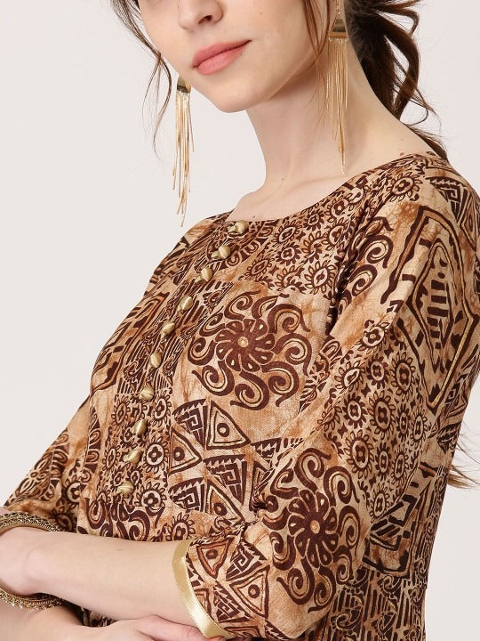 Black Printed Silk Kurta LIBAS