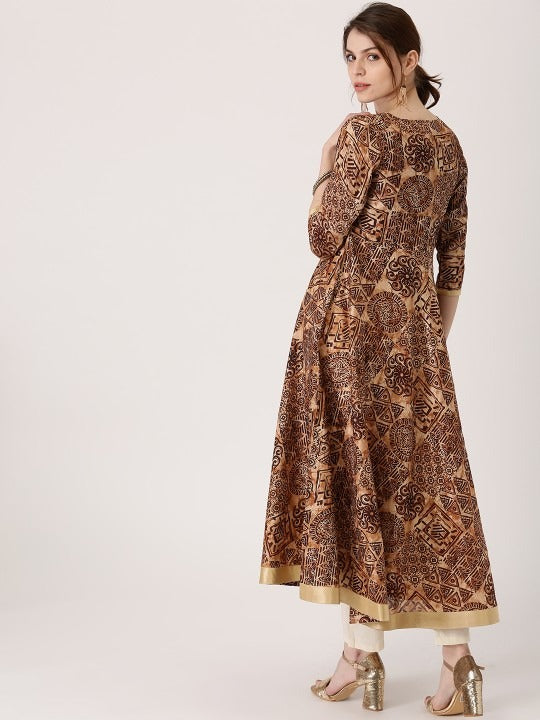 Black Printed Silk Kurta LIBAS