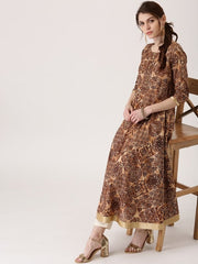 Black Printed Silk Kurta LIBAS