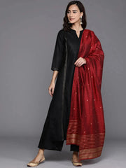 Black Solid Cotton Straight Kurta LIBAS