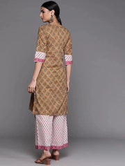 Olive Green Yoke Design Cotton Kurta LIBAS