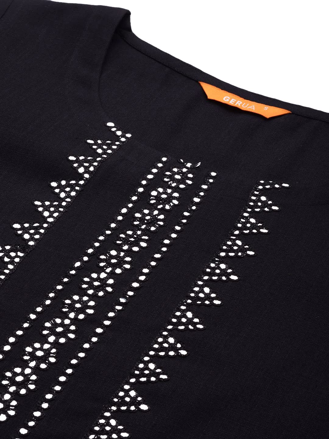 Women's Cotton BLACK Straight Kurta GERUA BY LIBAS