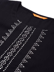 Women's Cotton BLACK Straight Kurta GERUA BY LIBAS
