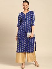 GERUA BY LIBAS Blue Printed Straight Kurta, classic silhouette with vibrant print details.