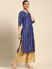 Blue Printed Straight Kurta GERUA BY LIBAS