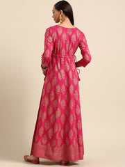Pink &amp; Golden Printed Maxi Dress GERUA BY LIBAS