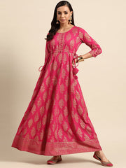 Pink &amp; Golden Printed Maxi Dress GERUA BY LIBAS