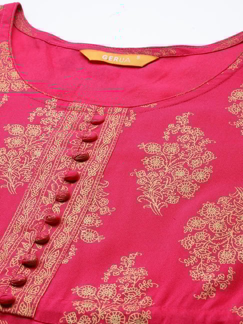 Pink &amp; Golden Printed Maxi Dress GERUA BY LIBAS