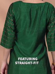 Green Ethnic Motifs Printed Gotta Patti Kurta LIBAS