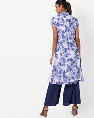 Floral Print Kurta with Shirt Collar BIBA