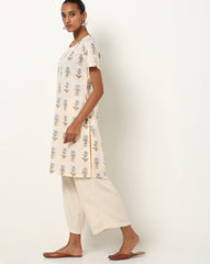 BIBA Off White Floral Print Straight Kurta BIBA