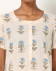 BIBA Off White Floral Print Straight Kurta BIBA