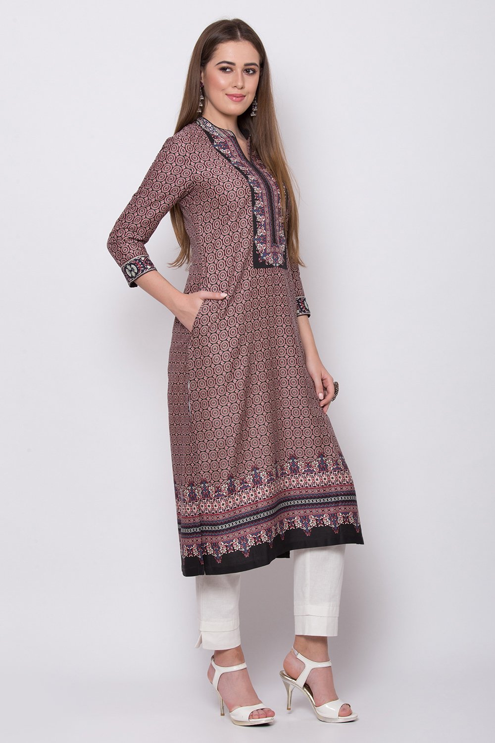 BIBA Multicolor Rayon Straight Printed Kurta BIBA