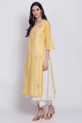 BIBA Yellow Flared Yarn Dyed Kurta BIBA