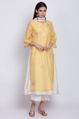 BIBA Yellow Flared Yarn Dyed Kurta BIBA