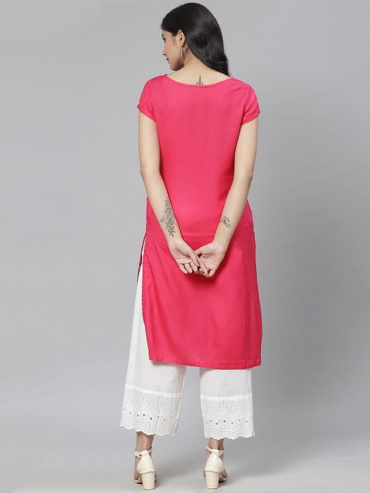 Pink Viscose Straight Kurta RANGRITI