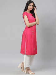Pink Viscose Straight Kurta RANGRITI