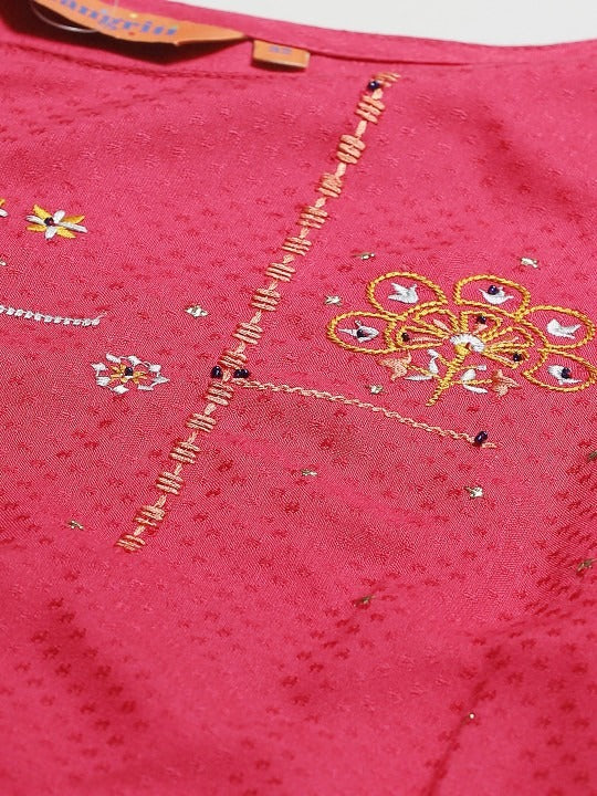 Pink Viscose Straight Kurta RANGRITI