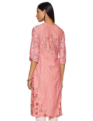Peach Cotton Straight Kurta RANGRITI