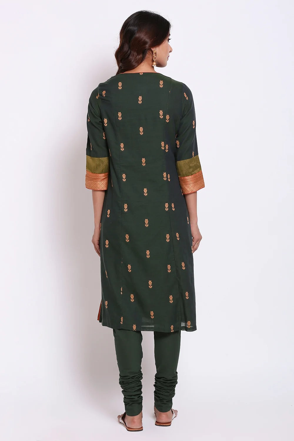 Green Embroidered Straight Kurta BIBA