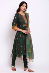 Green Embroidered Straight Kurta BIBA