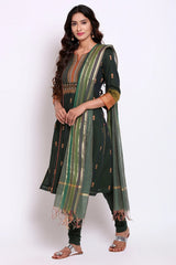Green Embroidered Straight Kurta BIBA