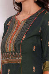 Green Embroidered Straight Kurta BIBA