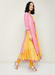 BIBA Pink Printed Layered Kurta BIBA