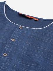 Women Blue Checked Kurta RANGRITI