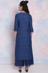 Indigo Cotton Flex Straight Kurta RANGRITI