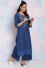 Indigo Cotton Flex Straight Kurta RANGRITI